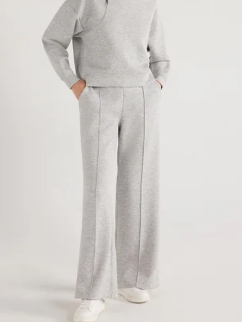 SCOOP Gray Super Soft Scuba  Seamed Front Wide Leg Lightweight Sweatpants 18 NWT
